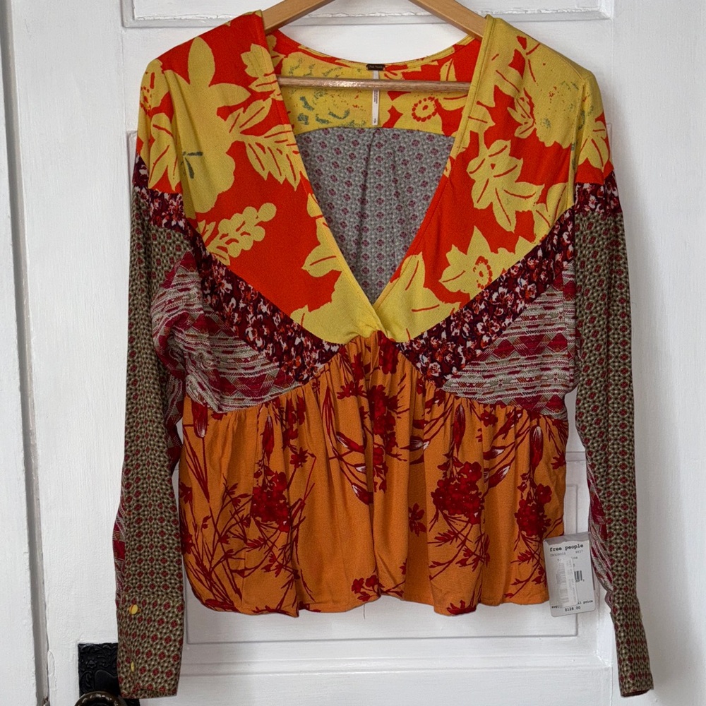 FREE PEOPLE ALOHA STATE OF MIND BABYDOLL TOP - Picture 2 of 11